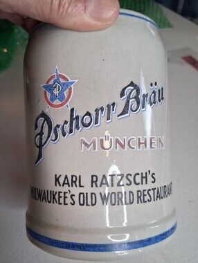 Pschorr Bräu München Ceramic Beer Stein - Blue & Cream